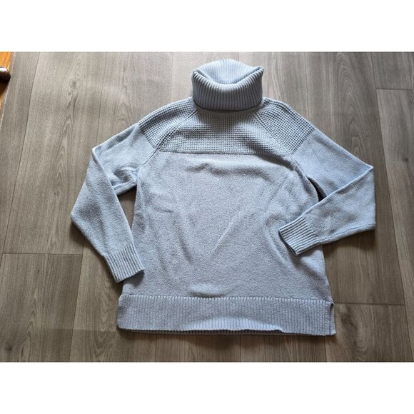 L.L.Bean Womens Light Blue Turtleneck Sweater M Cotton Blend Knit - Picture 3 of 7